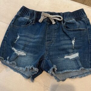 Fashion Nova Blue Distressed Denim Shorts